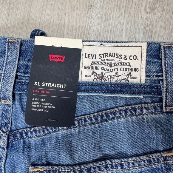 Levi's Premium XL Baggy Straight Jeans Womens 25x31 Medium Wash Tie Waist - Picture 8 of 8